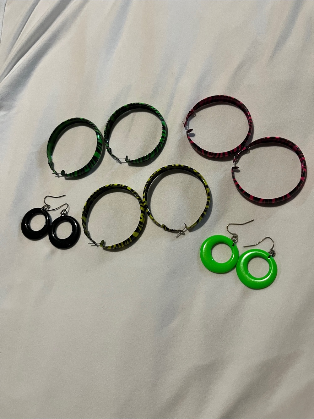 Assorted Green and Black Hoop Earrings - Women Jewelry